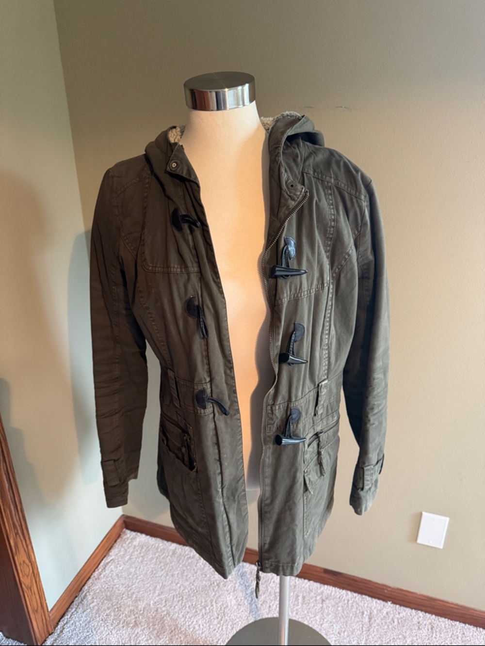 blanc noir Olive Hooded Field Jacket